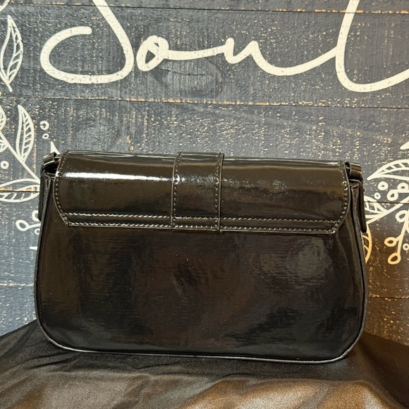 Two Strap Black Patent Leather Handbag - Picture 3 of 7